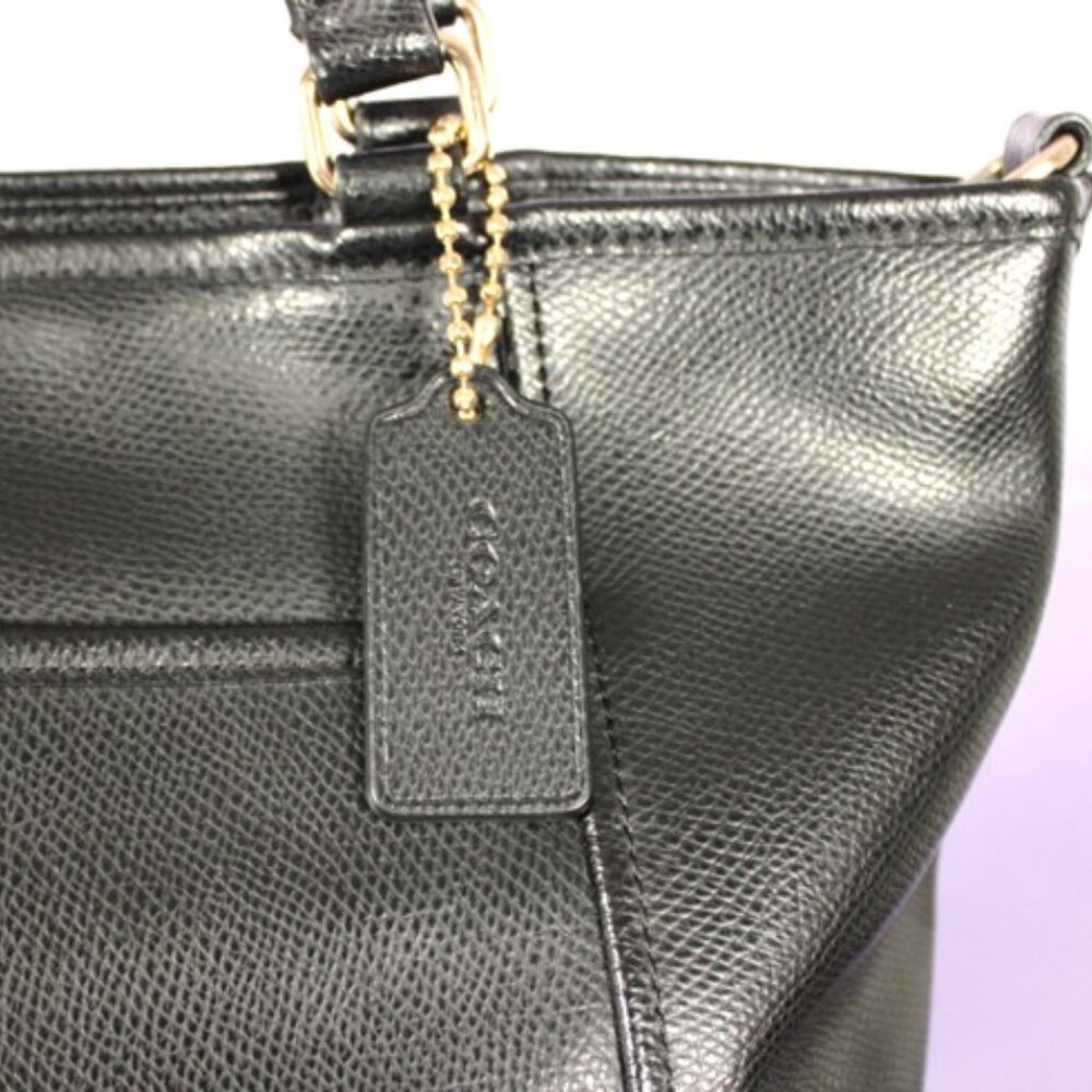 Coach Black Leather Tote with Matching Pouch and Strap - Picture 6 of 16